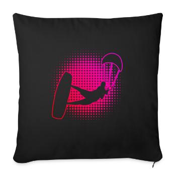 Kitesurf Kitesurf kitesurf kitesurfer kite - Housse de coussin décorative 45 x 45 cm - noir - Devant