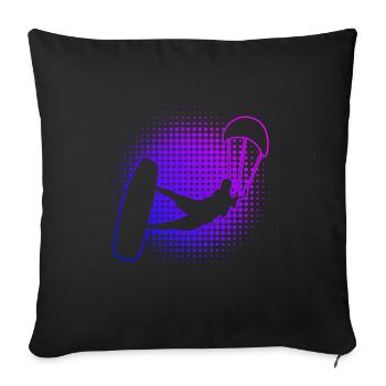Kitesurf Kitesurfen Kitesurfer Kiten Kite - Housse de coussin décorative 45 x 45 cm - noir - Devant