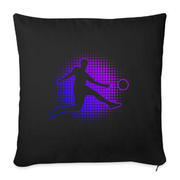 Footballeurs masculins féminins jouant au football - Housse de coussin décorative 45 x 45 cm - noir - Devant