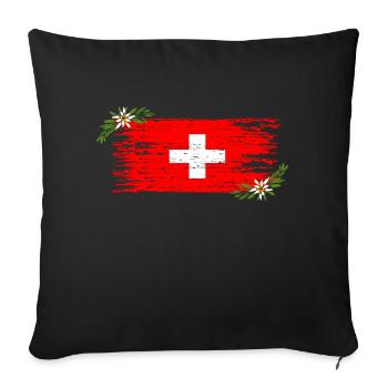 Drapeau suisse - Housse de coussin décorative 45 x 45 cm - noir - Devant