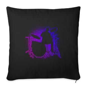 Drum Kit Schlagzeug Damen Schlagzeuger Herren - Sofakissenbezug 45 x 45 cm - Schwarz - Vorne