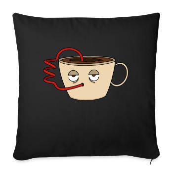 Tired cup of coffee funny cartoon - Sofa pillowcase 17,3'' x 17,3'' (45 x 45 cm) - black - Front