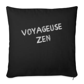Voyageuse zen - voyage et roadtrip - Housse de coussin décorative 45 x 45 cm - noir - Devant