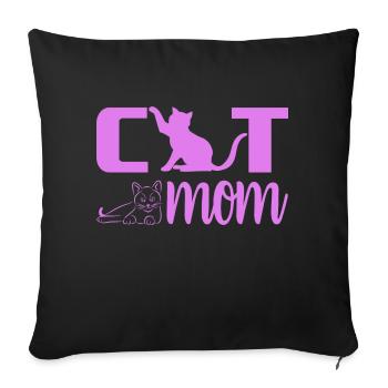 Chats Maman Chats Grand-mère Grand-mère Mère Maman Chat - Housse de coussin décorative 45 x 45 cm - noir - Devant