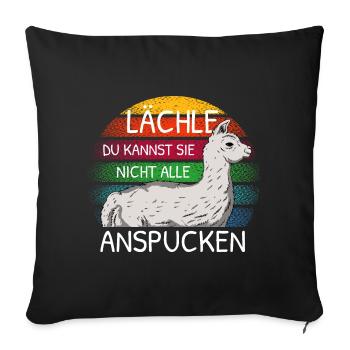 Lächle du kannst sie nicht alle Alpaka Sprüche - Sofakissenbezug 45 x 45 cm - Schwarz - Vorne