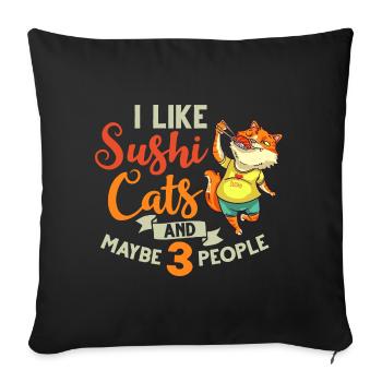 Cat Sushi Japonais Nigiri Bowl Maker - Housse de coussin décorative 45 x 45 cm - noir - Devant