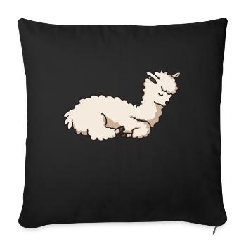 Pyjama lama fatigué Amour l’alpaga vectoriel de lama - Housse de coussin décorative 45 x 45 cm - noir - Devant