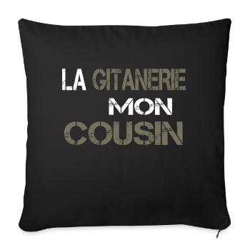La gitanerie mon cousin - Housse de coussin décorative 45 x 45 cm - noir - Devant