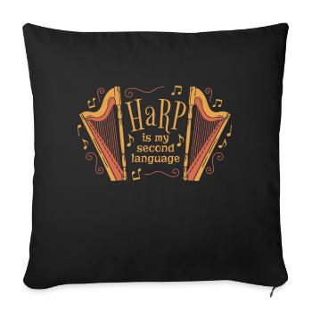 Harp Music Instrument Harp Player Harp Teacher - Sofa pillowcase 17,3'' x 17,3'' (45 x 45 cm) - black - Front