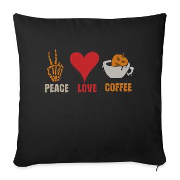 Halloween Peace Love Coffee Pumpkin Heart Skeleton - Sofa pillowcase 17,3'' x 17,3'' (45 x 45 cm) - black - Front