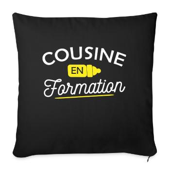 cousine en formation / je vais être cousine - Housse de coussin décorative 45 x 45 cm - noir - Devant