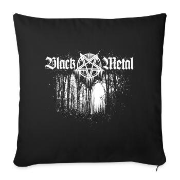 Black Metal | Pentagramme et forêt - Housse de coussin décorative 45 x 45 cm - noir - Devant