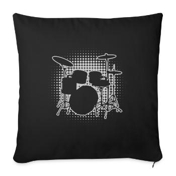 Damen Drum Kit Schlagzeuger Schlagzeugspielen - Sofakissenbezug 45 x 45 cm - Schwarz - Vorne