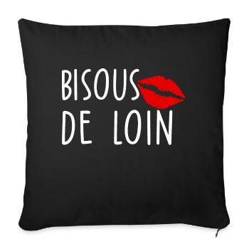 Bisous de loin - Housse de coussin décorative 45 x 45 cm - noir - Devant