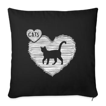 Katze Katzenhaar Mietzekatze "ich liebe katzen" - Sofakissenbezug 45 x 45 cm - Schwarz - Vorne