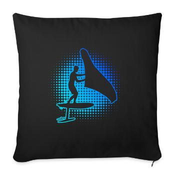 wingsurfen wingsurf hydrofoil Women wingfoil - Sofa pillowcase 17,3'' x 17,3'' (45 x 45 cm) - black - Front
