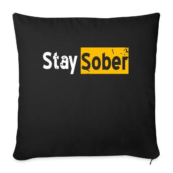 Stay Sober Retro Sobriety T-Shirt - Sofa pillowcase 17,3'' x 17,3'' (45 x 45 cm) - black - Front