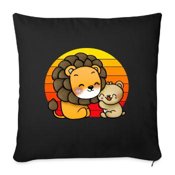 Lion câlins ours - Housse de coussin décorative 45 x 45 cm - noir - Devant