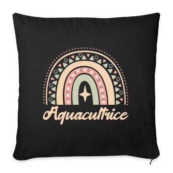 Cadeau Aquacultrice. Boho Rainbow aquacultrice. - Housse de coussin décorative 45 x 45 cm - noir - Devant