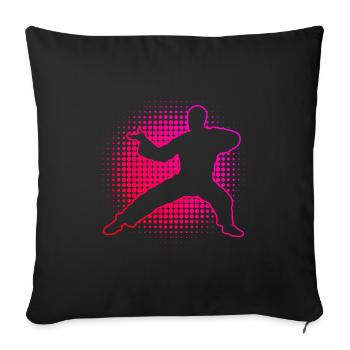 Kung Fu Wushu Kungfu Arts martiaux féminins - Housse de coussin décorative 45 x 45 cm - noir - Devant