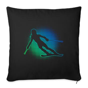 Ski acrobatique Ski Sports d’hiver Ski - Housse de coussin décorative 45 x 45 cm - noir - Devant