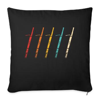 Basson Rétro | Basson - Housse de coussin décorative 45 x 45 cm - noir - Devant