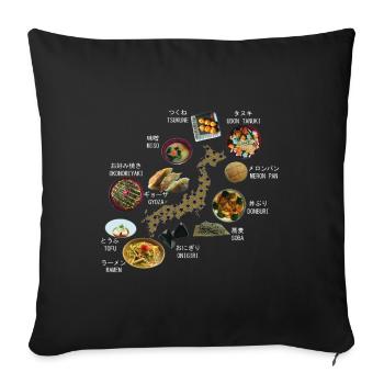 Map of JAPAN surrounded by Japanese dishes - Sofa pillowcase 17,3'' x 17,3'' (45 x 45 cm) - black - Front