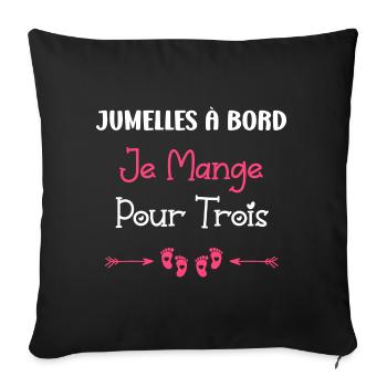 Jumelles a bord je mange pour trois - Housse de coussin décorative 45 x 45 cm - noir - Devant