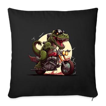 T-Rex on motorcycle - Sofa pillowcase 17,3'' x 17,3'' (45 x 45 cm) - black - Front