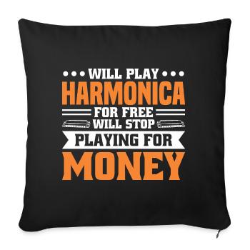 Harmonica Orgue à bouche Harmoniciste Joueur d’harmonica - Housse de coussin décorative 45 x 45 cm - noir - Devant