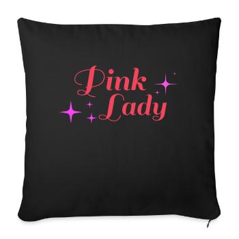 Pink Lady mit pinken Sternen - Sofakissenbezug 45 x 45 cm - Schwarz - Vorne