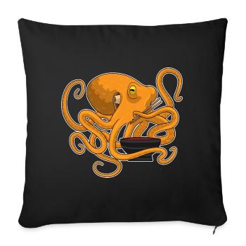 Cuisinière de la pieuvre Cuisinière Ramen - Housse de coussin décorative 45 x 45 cm - noir - Devant