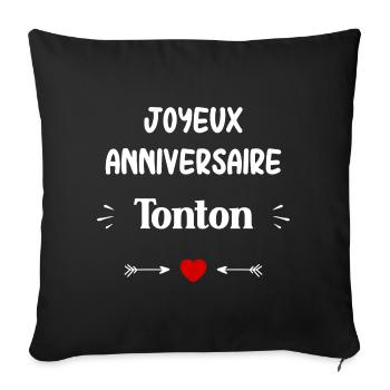 Joyeux Anniversaire Tonton - Housse de coussin décorative 45 x 45 cm - noir - Devant