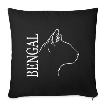Bengal Profil Katzen Katze Wilsigns - Sofakissenbezug 45 x 45 cm - Schwarz - Vorne