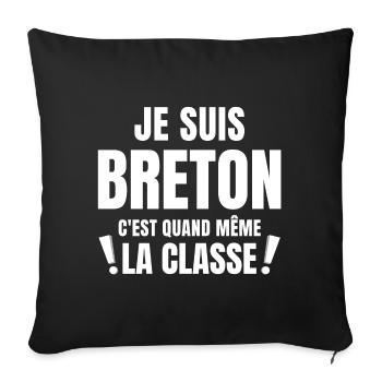Bretagne, je suis Breton, Bretagne humour - Housse de coussin décorative 45 x 45 cm - noir - Devant