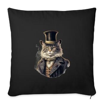 Chat dans 1800 ans style habillé noble baroque - Housse de coussin décorative 45 x 45 cm - noir - Devant