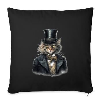 Chat dans 1800 ans style habillé noble baroque - Housse de coussin décorative 45 x 45 cm - noir - Devant