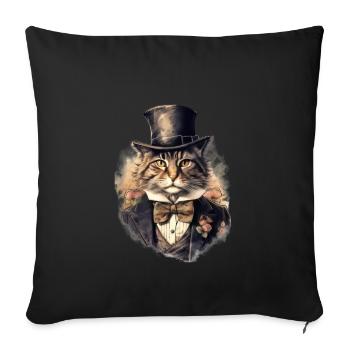Chat dans 1800 ans style habillé noble baroque - Housse de coussin décorative 45 x 45 cm - noir - Devant
