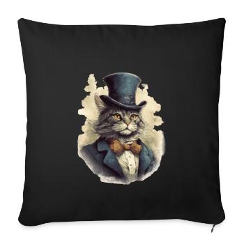 Chat dans 1800 ans style habillé noble baroque - Housse de coussin décorative 45 x 45 cm - noir - Devant