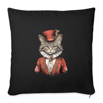 Chat dans 1800 ans style habillé noble baroque - Housse de coussin décorative 45 x 45 cm - noir - Devant