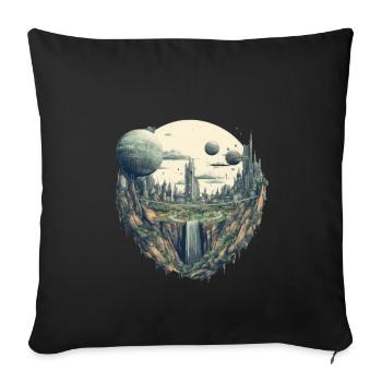 Vie futuriste sur les planètes - Housse de coussin décorative 45 x 45 cm - noir - Devant