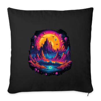 Futuristic life on planets - Sofa pillowcase 17,3'' x 17,3'' (45 x 45 cm) - black - Front