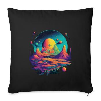 Vie futuriste sur les planètes - Housse de coussin décorative 45 x 45 cm - noir - Devant