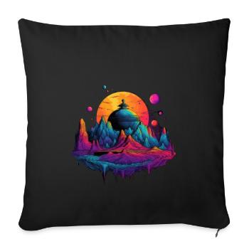 Futuristic life on planets - Sofa pillowcase 17,3'' x 17,3'' (45 x 45 cm) - black - Front