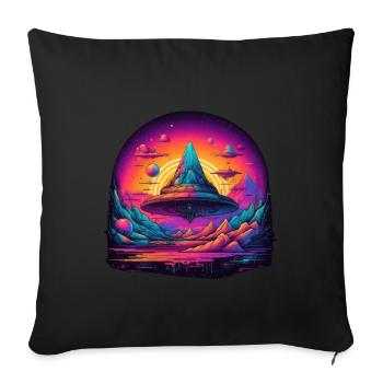 Vie futuriste sur les planètes - Housse de coussin décorative 45 x 45 cm - noir - Devant