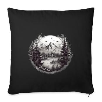 Nature Aventure Randonnée Camping Design - Housse de coussin décorative 45 x 45 cm - noir - Devant