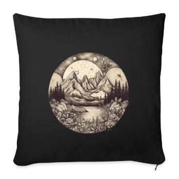 Nature Aventure Randonnée Camping Design - Housse de coussin décorative 45 x 45 cm - noir - Devant