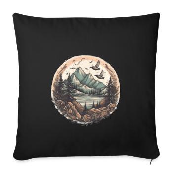 Nature Aventure Randonnée Camping Design - Housse de coussin décorative 45 x 45 cm - noir - Devant