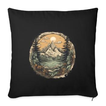 Nature Aventure Randonnée Camping Design - Housse de coussin décorative 45 x 45 cm - noir - Devant