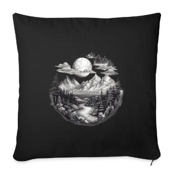 Nature Aventure Randonnée Camping Design - Housse de coussin décorative 45 x 45 cm - noir - Devant